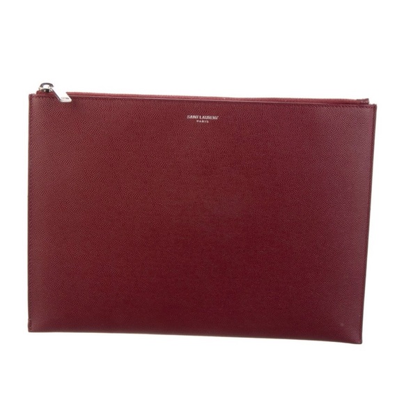 AUTHENTIC YVES SAINT LAURENT Pebbled Leather Clutch Portfolio - Picture 3 of 11